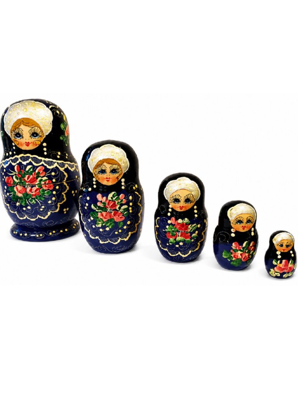 Russian Matryoshka Wooden Nesting Doll Set Hand Painted 5-Pieces